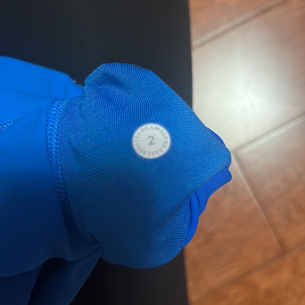 Blue lulu align leggings with lululemon on the side